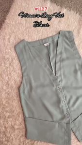Jass Shop Womens Long Vest Blazer Waist Coat S-M Sleeveless Top Cover-Up #1127