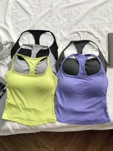 New Sport Fitness Running Yoga Vest Shockproof Single Wear Base Layer Universal Gathered Back Strap Tank Top