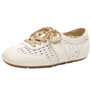 Josiny | Breathable Carved Mesh White Shoe