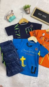 Baju dan Celana Panjang Jeans Atasan Kaos Katun Anak Laki-Laki Usia 2-12 Tahun