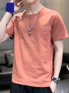 ROMON | เสื้อยืดแขนสั้นผ้าฝ้ายแท้ RoMont เสื้อยืดคอตตอนบางพิมพ์ลายฤดูร้อนสำหรับผู้ชาย แขนสั้น ผ้าไหมน้ำแข็ง ลำลอง ไซส์ใหญ่ เสื้อผ้าชาย