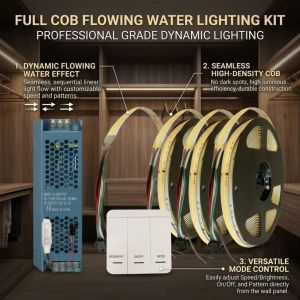DC24V WS2811 IC Addressable 5m 20m 40m COB LED Strip 360LEDs/m Flowing Water Effect with Wireless Controller Power Supply Kit