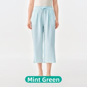 Purcotton | Wrinkle Voile Cotton Solid Sleep Pants