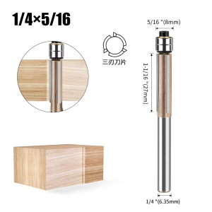 1PC 6mm 1/4in Shank Three-Blade Double Bearing Flush Trim Bit Router Bit Professional Woodworking Milling Cutter For Wood Bit