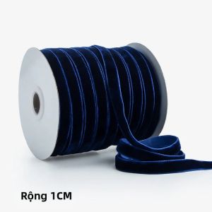 Ruy Băng Nhung Rộng 1Cm 45M Cuộn Cho Tiệc Cưới Trang Trí Handmade Gói Quà Tóc Nơ DIY Giáng Sinh Polyester