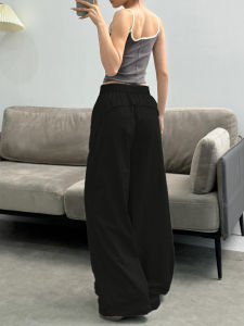 AXEF Summer Thin Quick Dry Womens Loose Wide Leg Pants Drapey Floor-Length Design Casual Pants Korean Style Commute
