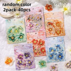 20 Pcs/pack Vintage PET Sticker Set Gold Foil Floral Plated for Handmade Journals Ins Style Scrapbook Label Diary Album Planner