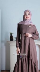 MUTIF Gamis RIYADH Malt Brown Terbaru Baju Wanita Muslim Dress Katun Dobby Berkualitas S-3XL
