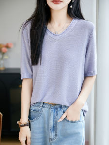 YUEXINYIRONG | French Minimalist Sparkly Thin Breathable T-shirt