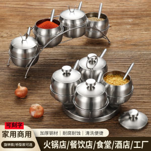 Stainless Steel Spice Jar Seasoning Containers Seasoning Box Condiment Dispenser Salt Pepper Bottle & Can Household Three Flavors Four Flavor Package Set