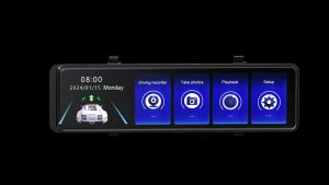 3 Ways Car Camera Asawin H109J Wifi 3 Camera10 Inch Rear View Mirror Dash Cam Touch Screen Inside And Out Side 3 channels Time-lapse recording Night Vision 24H Park Mode