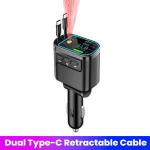 other | 5 in 1 Retractable Car Charger With USB C PD Fast Charging Cable For iPhone Samsung Roof Starlight Car Cigarette Lighter Adapter