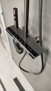 QUITE Hot and cold shower set Shower mixer system set Digital display Piano keys With Ambient Light Bathroom Faucets Shower Head