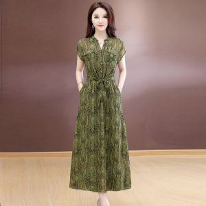 MAIMEI | Slim Fit Short Sleeve Printed Dress