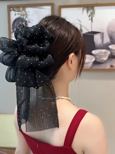 17KM Korean Long Bow Ribbon Ponytail Tie Hairpin Hair Ribbons Hair Clips Headwear for Sweet Girls