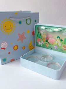 Silver Jewelry Bracelet Baby Three-piece Set Box Acrylic Full Moon First Birthday Gift Paper Sculpture Packaging Box