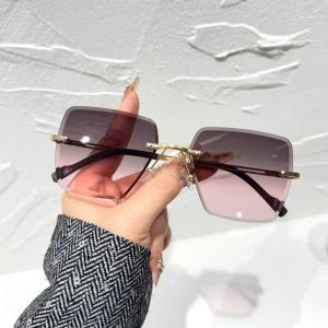 1/5pcs Rimless Glasses Hollow Polygon Gradient Color Perfect for Photos.