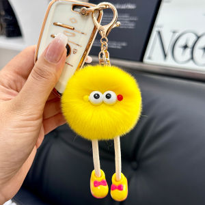 Cute Rex Rabbit Fur Long Legs Ugly and Cute Small Briquette Car Key Ring Pendant Stuffed Doll Schoolbag Bag Charm Gift