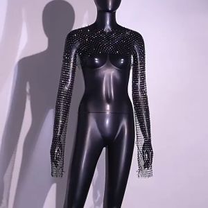 เสื้อกั๊กปาร์ตี้แขนยาวตาข่ายเพชร ตาข่ายครึ่งตัวตัวแบบบาง สามารถคู่กับกระโปรง รุ่น21173