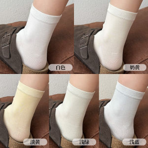 White Silk Womens Socks Breathable Thin Summer Short No-Cuff Moisture-Wicking Home Comfortable Pure Color 5 Pairs