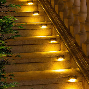 4Pcs LED Outdoor Solar Step Lamp Path Stair Garden Lights Waterproof Balcony Light Decoration for Patio Stair Fence Light