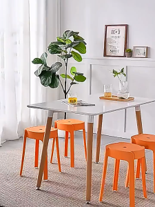 POLAR BEAR Nordic Style Stackable Plastic Stool Thickened Dining Table Restaurant Chair Round Household Stool