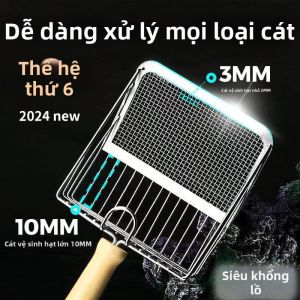 MEISITEKEKE | Công Cụ Hót Phân Mèo 2-trong-1 Lỗ Nhỏ Bằng Thép Không Gỉ