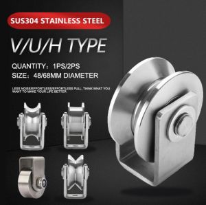 Heavy Duty 304 Stainless Steel Sliding Gate Roller Wheel Double Bearing V/U/H Groove Silent Pulley For Loading Or Moving