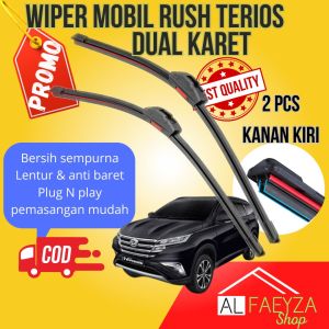 promo wiper kaca mobil frameless Dual karet Double Blade Rush Terios 1 set 2 pcs kanan kiri