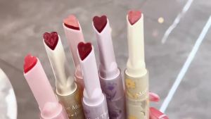 VEDO 💕COD Beruang Bunga Bahasa Jelly Lipstik Pelembab Cermin Cinta Lipstik Tahan Lama Portabel Pena Lipstik