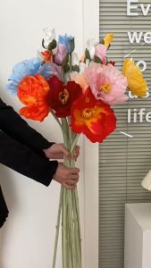 ดอกไม้ประดิษฐ์แห่ 2 ดอกป๊อปปี้เครื่องประดับ 2 ดอกป๊อปปี้ขนาดใหญ่ดอกไม้ประดิษฐ์ 2