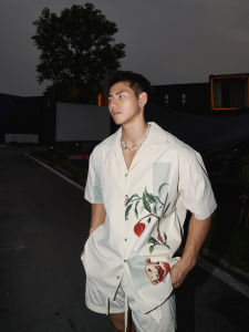 Áo Sơ Mi Nam Mùa Hè Thường Ngày Phong Cách Los Angeles Họa Tiết Hoa Cạp Rộng Tay Ngắn Thường Ngày Mùa Hè