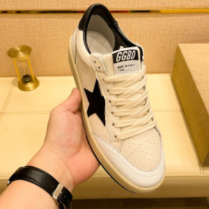 Vintage Star Mens Leather Sneakers Casual Worn-Out Shoes round Toe Flat Heel Rubber Outsole Comfortable Wear for Daily Use