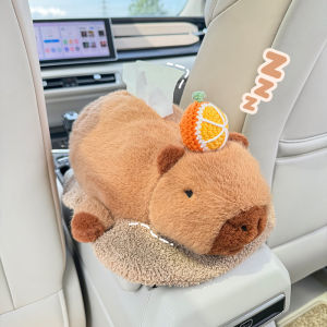 Cute Capybara Plush Car Trash Can Activated Carbon Two-In-One Interior Armrest Box Car Decorative Ornaments Vehicle Supplies