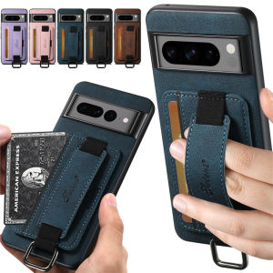 Luxury Business Wrist Strap Leather Wallet Case for Google Pixel 9 10 Pro 8 7 6 Pro Card Holder Back Cover for Pixel 8A 7A 6A