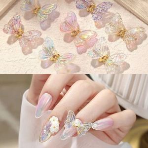 Aurora Borealis Shimmer ผีเสื้อตกแต่งเล็บ 3D Fairy เต้นรํา Interactive เครื่องประดับเล็บระยิบระยับสีสันเครื่องสําอางค์เครื่องมือ