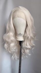 Long Blonde Body Wave Lace Front Wigs for Women Free Part White Platinum Blonde Curly Wavy 13X4 Glueless Synthetic Daily Cosplay