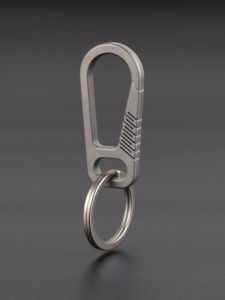 Mini Titanium Alloy Keychain Creative Press to Light Metal Elastic Hook Mens Waist Hanging Hook Integrated Keyring Buckle