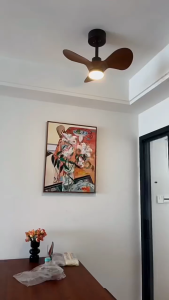 20 24 Inch Ceiling Fan 3 Blades Boom Industrial ABS Ventilator With Variable Light Remote Control for Home Office Decoration