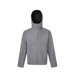 MKCLOT Retro Woolen Coat with Hood Half High Collar Mens Early Autumn Russell Fleece Open Cardigan Sweatshirt Standard Fit