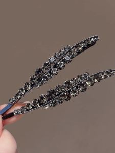 Kẹp Tóc Kiểu Hàn Quốc Tinh Tế 2025 Kẹp Tóc Một Từ Đá Rhinestone Kẹp Tóc Phụ Kiện Tóc Đa Năng Cho Phụ Nữ
