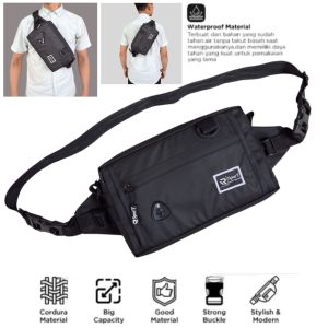 Tas Selempang Pria Multifungsi 5 in 1 Waistbag Handbag Clutchbag Slingbag Chestbag Waterproof Premium Quality Tas Pria Anti Air Tas Pinggang Tas Fashion Pria Terbaru
