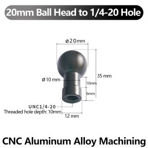 12/13/15/17/20mm Aluminum Ball Head Mount 1/4"-20 Threaded Adapter for GoPro 13 12 11 10 9 Insta360 DJI OSMO Action Cameras