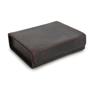 Hiram กล่องแว่นหนังเครซีฮอสของแท้วินเทจทำด้วยมือแบบ4ช่องใส่แว่นตาพกพาสำหรับเดินทางพร้อมกล่องใส่ของแบบกระดุมแม่เหล็ก