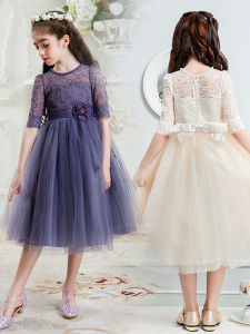 Girl Piano Performance Dress Dress Little Girl Recitation Competition Clothing Kids Host Performance Costume White