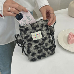 Túi Đeo Chéo Nhung Họa Tiết Da Báo Mềm Thời Trang Thu Đông Túi Đựng Đồ Nhỏ Di Động Túi Đựng Điện Thoại Và Son Môi Khi Đi Mua Sắm