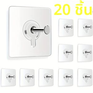 20pcs Strong ตะขอกาวกรอบรูปโปสเตอร์ไม่มีตะขอเจาะกันน้ําทนทานห้องครัวอุปกรณ์ห้องน้ําสกรูตะขอ