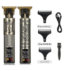 T9 กรรไกรไฟฟ้าบ้านตัดผม Pusher สามเกียร์ปรับความเร็ว Professional แกะสลักหัวน้ํามันหัวโกนไฟฟ้า BA