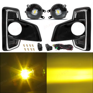 For Toyota Hilux Revo Rocco Dakar 2018 2019 LED Fog Lamp Assembly Daytime Running Light Foglamp Headlight With Wires Switch 12V