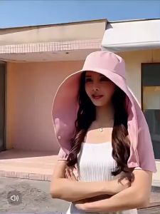 MLADEN Sun Hat Women Foldable Wide Brim Summer Beach Cap Fisherman Hat UV Protection Hat Windproof Topi 太阳帽